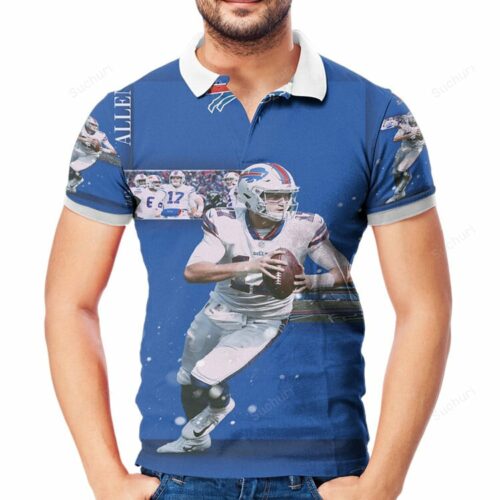 Buffalo Bills 17 Josh Allen v4 3D All Over Print Polo Shirt