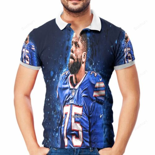 Buffalo Bills 75 Darryl Williams 3D All Over Print Polo Shirt