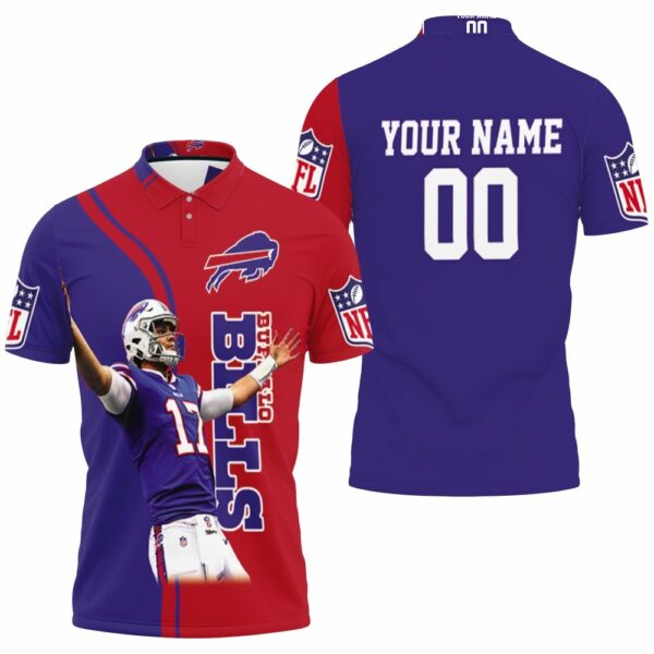 Buffalo Bills Number 17 Josh Allen Personalized Polo Shirt - Bluefink