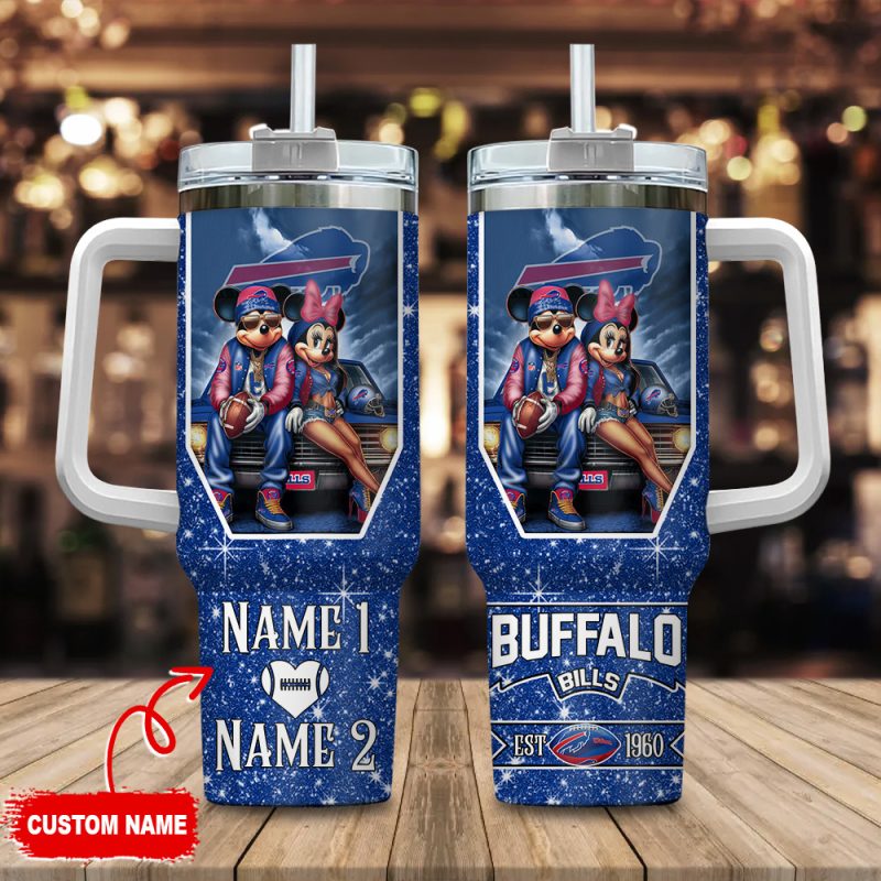 Buffalo Bills NFL Mickey And Minnie Couple Custom Stanley Cup 40 oz 30 oz Tumbler With Handle | StormMerch