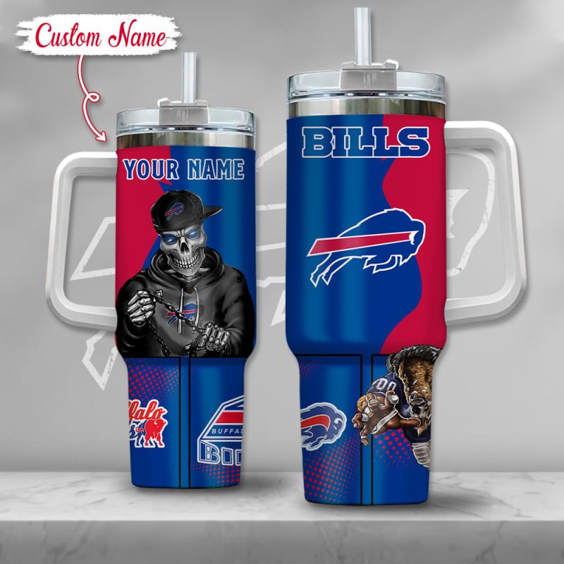 NFL Buffalo Bills Gangster Skeleton Custom Stanley Cup 40 oz 30 oz Tumbler With Handle | StormMerch
