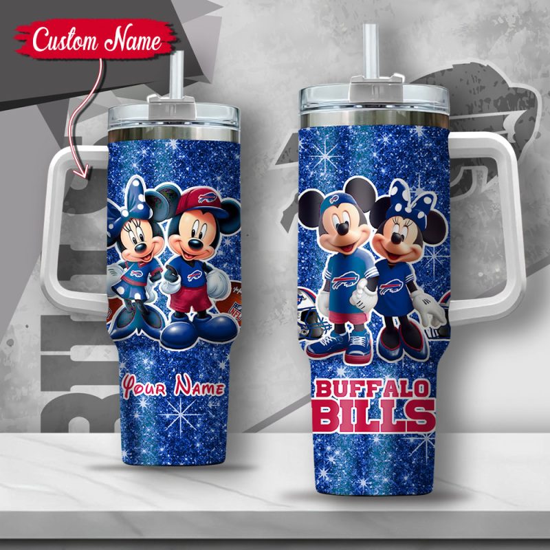 NFL Buffalo Bills Mickey And Minnie Couple Custom Stanley Cup 40 oz 30 oz Tumbler With Handle | StormMerch