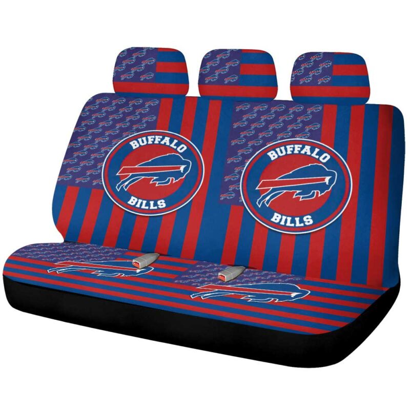Buffalo Bills Car Back Seat Cover Custom US Flag Style