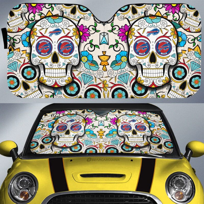 Buffalo Bills Car Sunshade Custom Sugar Skull Car Accessories