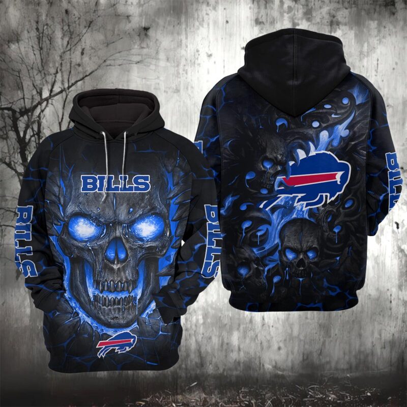 Buffalo Bills Lava Skull Hoodie And Zip Hoodie