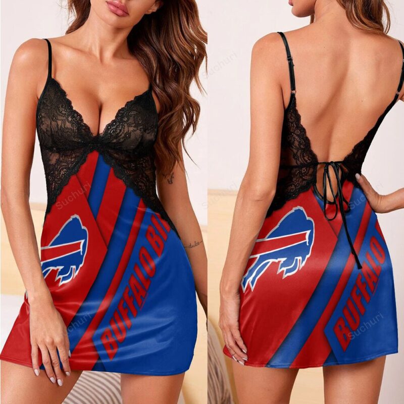 Buffalo Bills Logo v10 3d Back Straps Cami Dress With Lace