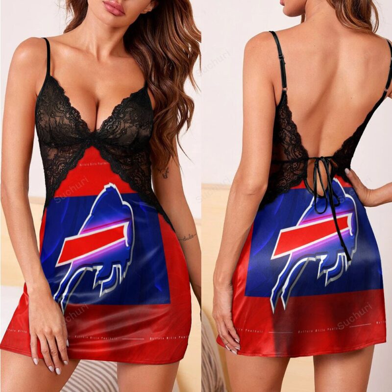 Buffalo Bills Logo v24 3d Back Straps Cami Dress With Lace