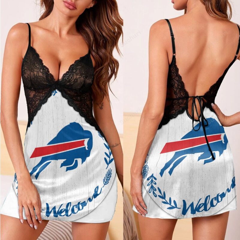 Buffalo Bills Logo v3 3d Back Straps Cami Dress With Lace