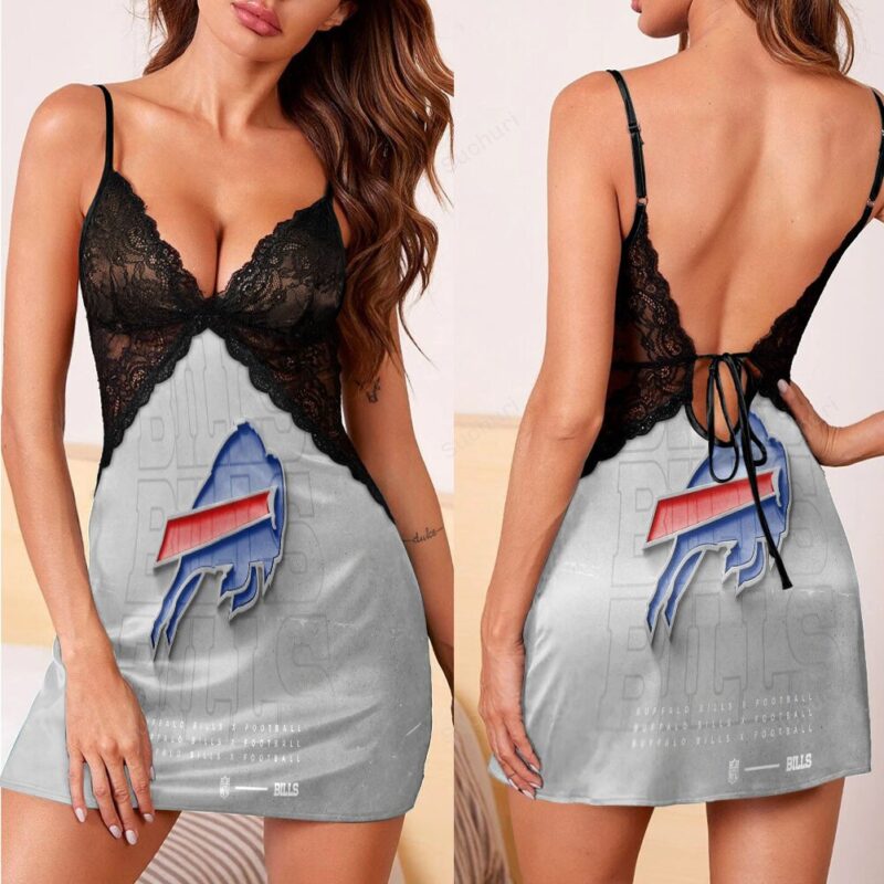 Buffalo Bills Logo v8 3d Back Straps Cami Dress With Lace