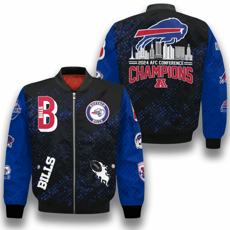 Buffalo Bills NFL 2024 AFC Conference Champions Design Unisex Bomber Jacket
