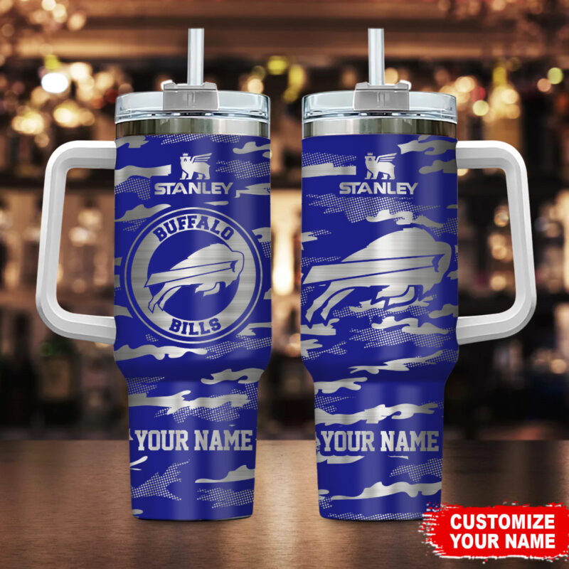 Buffalo Bills NFL Camo Pattern Custom Stanley Cup 40 oz 30 oz Tumbler With Handle | StormMerch