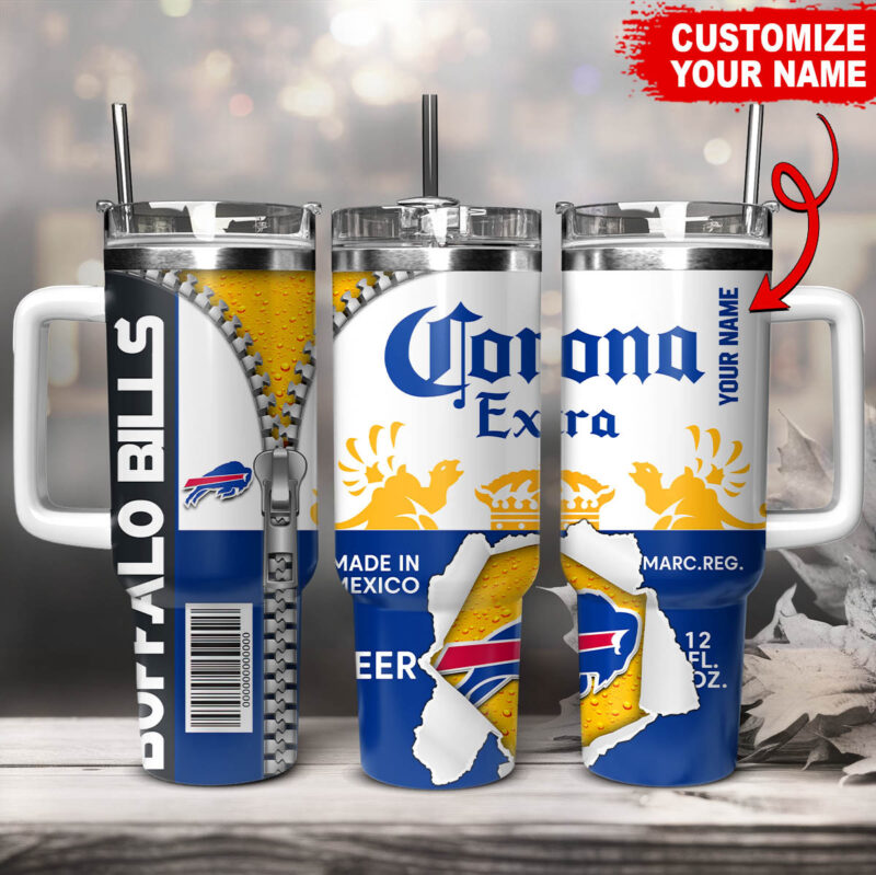 Buffalo Bills NFL Corona Extra Custom Stanley Cup 40 oz 30 oz Tumbler With Handle | StormMerch