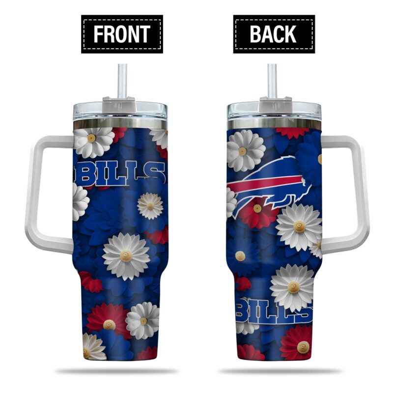 Buffalo Bills NFL Flowers Custom Stanley Cup 40 oz 30 oz Tumbler With Handle | StormMerch
