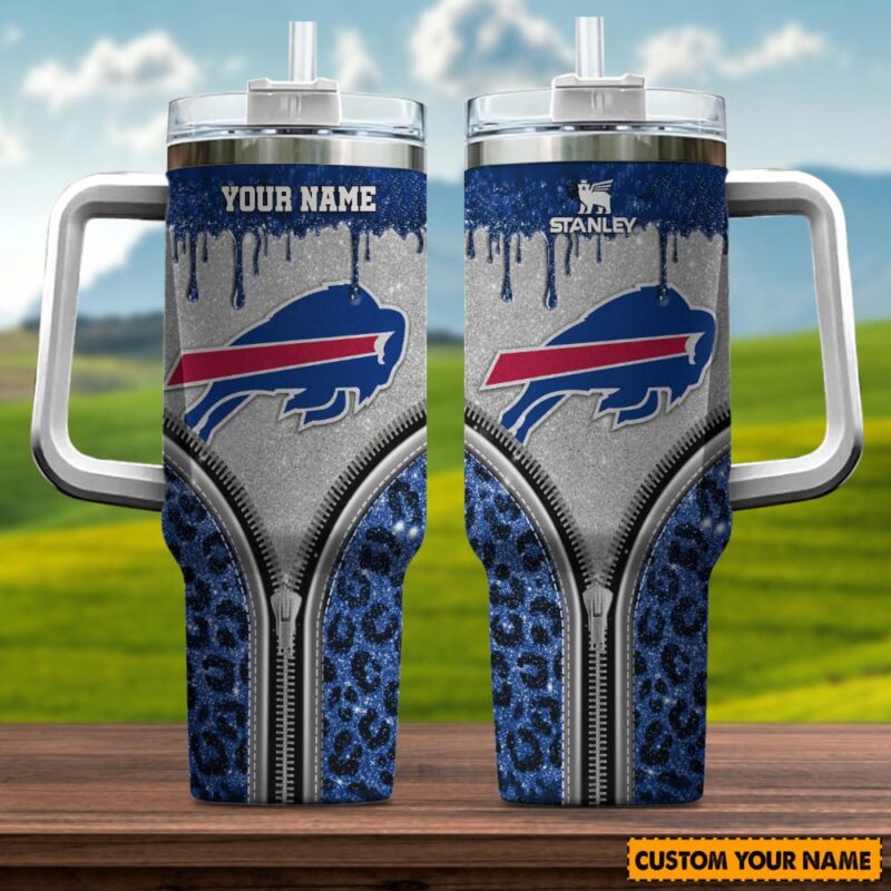 Buffalo Bills NFL Glitter Leopard Print Custom Stanley Cup 40 oz 30 oz Tumbler With Handle | StormMerch