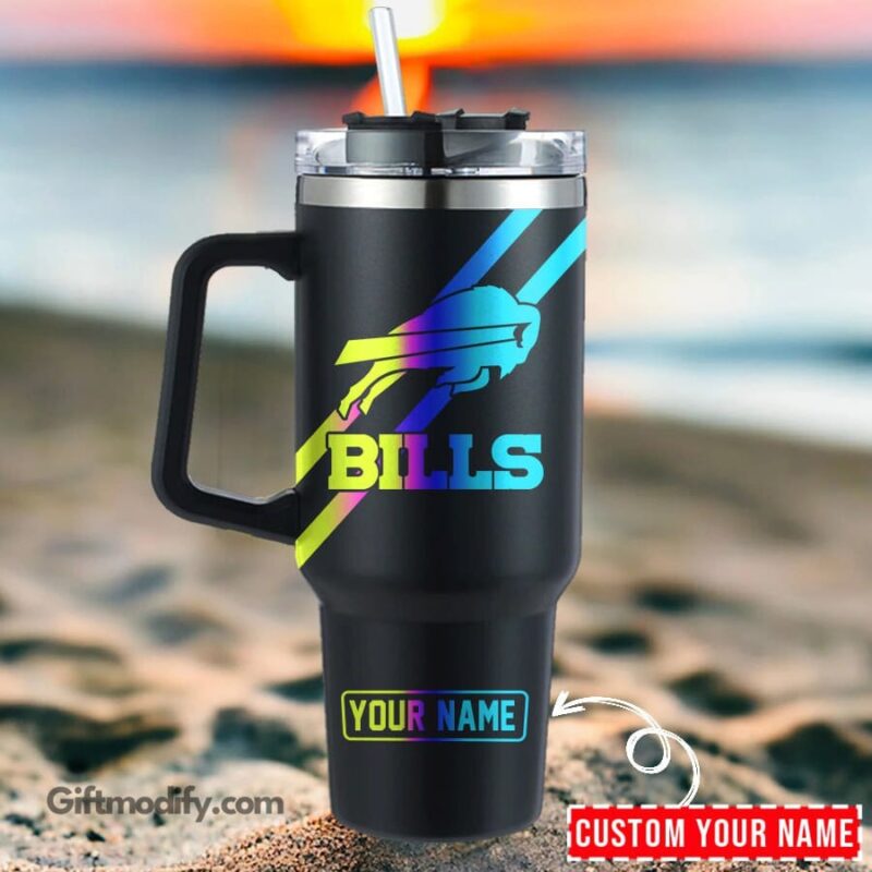 Buffalo Bills NFL Hologram Logo Custom Stanley Cup 40 oz 30 oz Tumbler With Handle | StormMerch