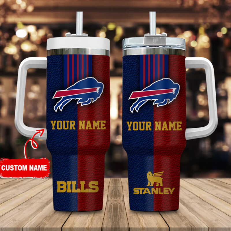 Buffalo Bills NFL Leather Effect Custom Stanley Cup 40 oz 30 oz Tumbler With Handle | StormMerch