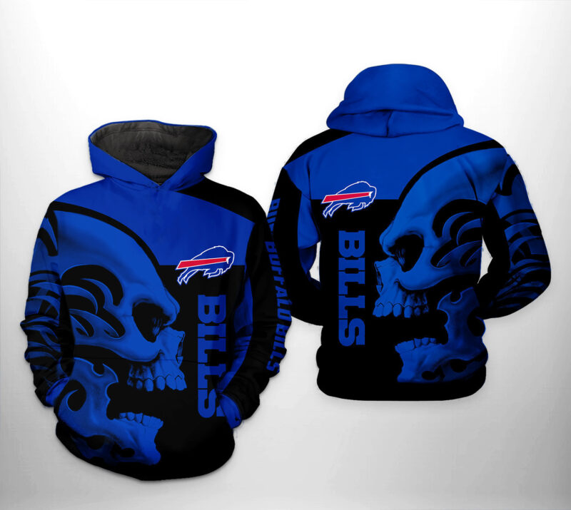 Buffalo Bills NFL Skull Hoodie & Zip Hoodie