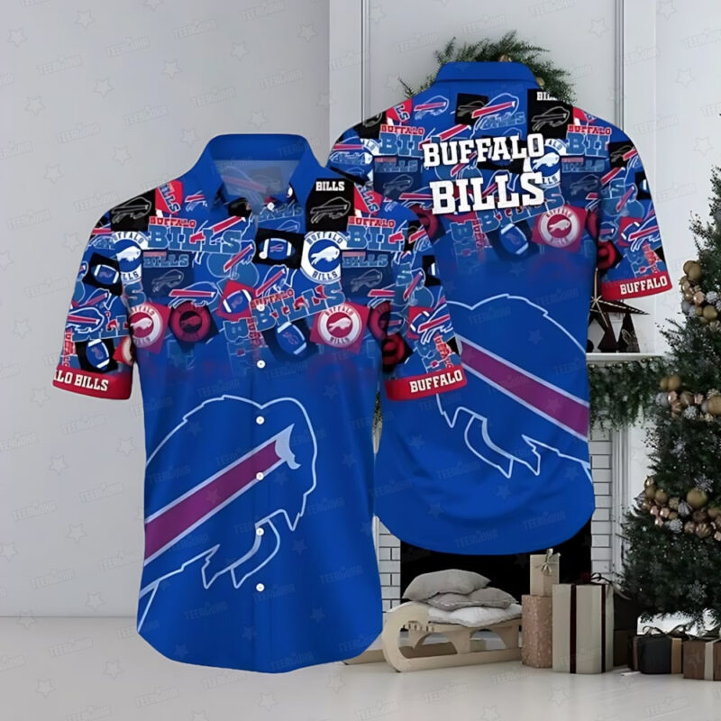 Buffalo Bills Red and Blue Gridiron Hawaiian Shirt - TeeAloha