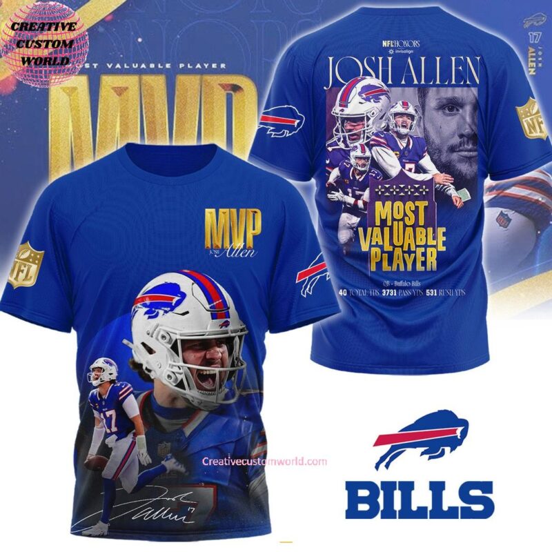 Buffalo Bills X MVP Josh Allen Most Valuable Player Limited Edition 3D T-Shirt - Creativecustomworld