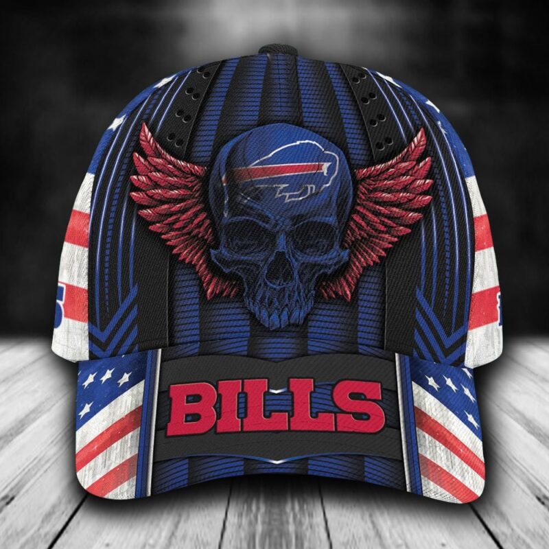 Custom Name NFL Buffalo Bills Skull Damn Right Text All Over Print 3D Classic Cap - Siblinglove