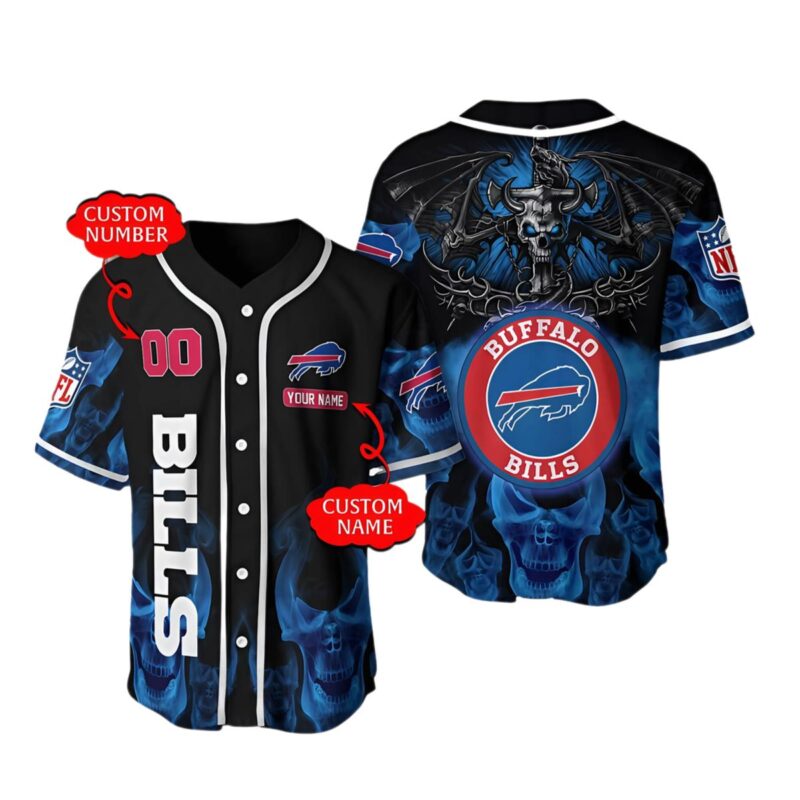 NFL Buffalo Bills Baseball Jersey Personalized With Skull - Jerseyour