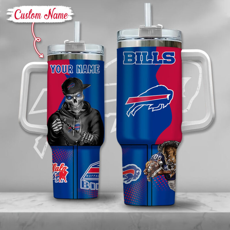 NFL Buffalo Bills Gangster Skeleton Custom Stanley Cup 40 oz 30 oz Tumbler With Handle | StormMerch