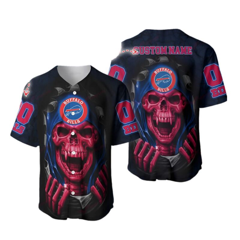 Personalized Buffalo Bills Jersey Baseball Skull Design - Jerseyour