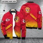 Personalized Kansas City Chiefs Red Gradient Bomber Jacket - ChiefsFam