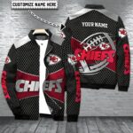 Kansas City Chiefs Quilted Black & Red Personalized Bomber Jacket - ChiefsFam