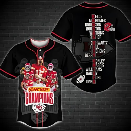 Chiefs 6X AFC Champions Legacy Baseball Jersey - ChiefsFam