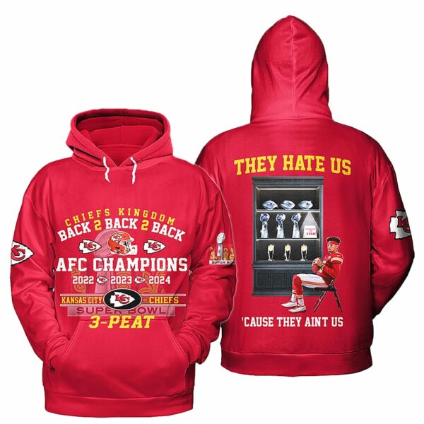 Chiefs Back 2 Back 2 Back AFC Super Bowl Champions 3-Peat Hoodie - ChiefsFam