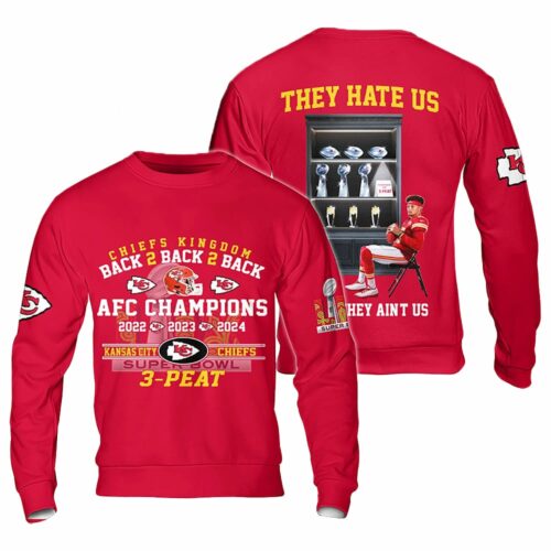 Chiefs Back 2 Back 2 Back AFC Super Bowl Champions 3-Peat Sweatshirt - ChiefsFam