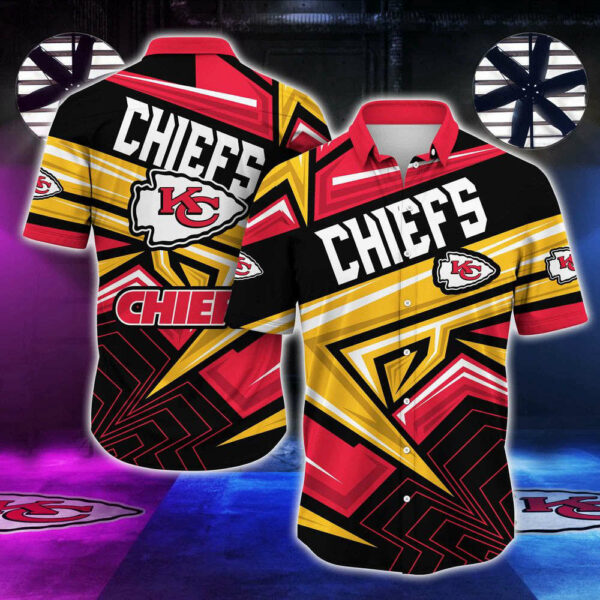 Chiefs Geometric Vibes Bold Hawaiian Shirt - ChiefsFam