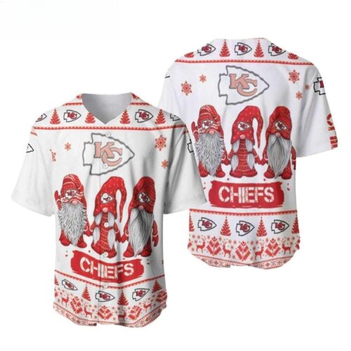 Christmas Gnomes Kansas City Chiefs Baseball Jersey - ChiefsFam