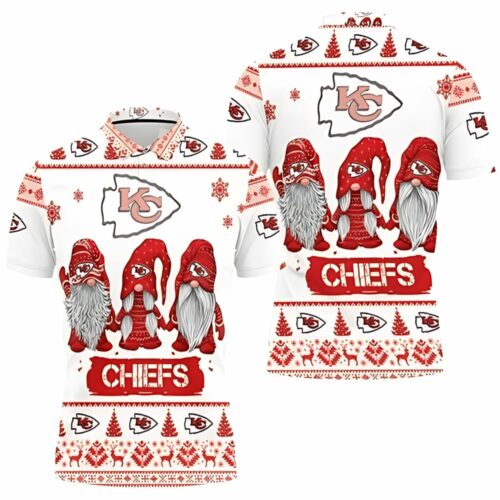 Christmas Gnomes Kansas City Chiefs Ugly Sweatshirt Polo Shirt - ChiefsFam