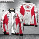 Personalized Kansas City Chiefs White Flame Bomber Jacket - ChiefsFam