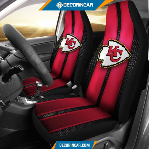 Incredible Line Pattern Kansas City Chiefs Logo Car Seat Covers - ChiefsFam