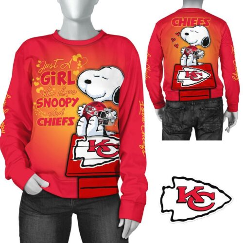 Just A Girl Who Love Snoopy And Chiefs Sweatshirt - ChiefsFam