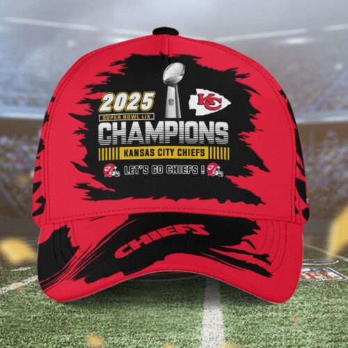 Kansas City Chiefs 2025 Super Bowl LIX Champions Let's Go Baseball Cap - ChiefsFam