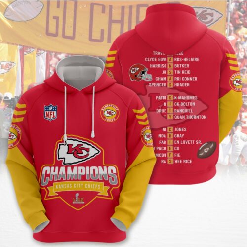 Kansas City Chiefs 2025 Super Bowl LIX Champions Red Yellow Hoodie - ChiefsFam