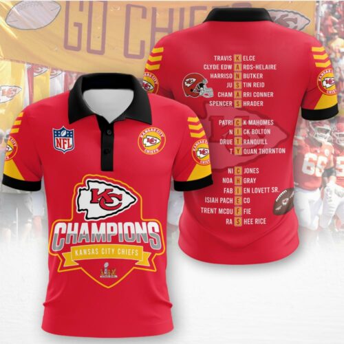 Kansas City Chiefs 2025 Super Bowl LIX Champions Red Yellow Polo Shirt - ChiefsFam