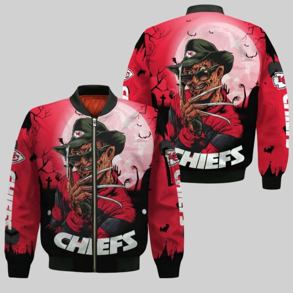 Kansas City Chiefs A Nightmare on Elm Street Halloween Bomber Jackets NLA024610 - ChiefsFam