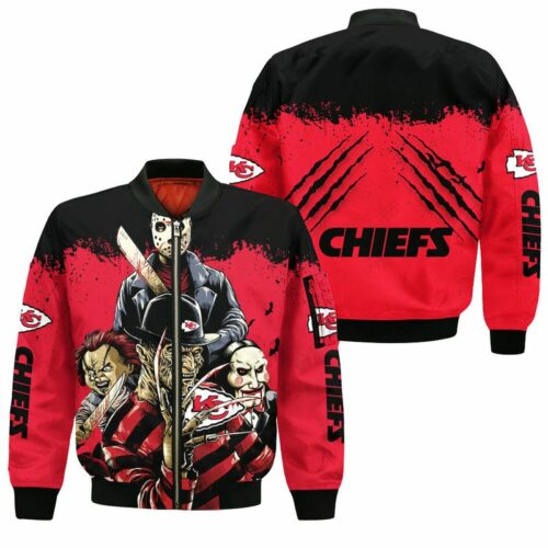 Kansas City Chiefs A Nightmare on Elm Street Halloween Bomber Jackets NLA024010 - ChiefsFam