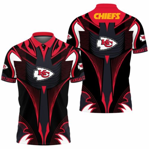 Kansas City Chiefs Abstract Pattern Polo Shirt - ChiefsFam