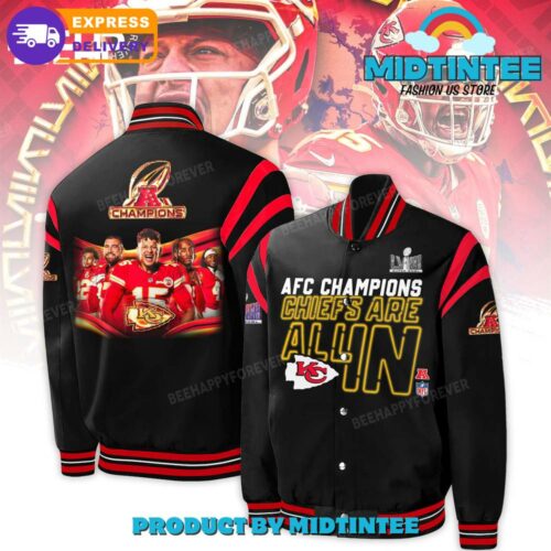 Kansas City Chiefs AFC Champions Black Baseball Jacket - Midtintee