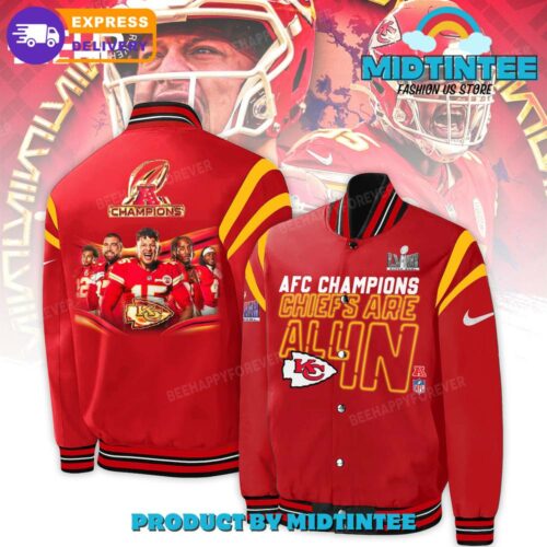 Kansas City Chiefs AFC Champions Red Baseball Jacket - Midtintee