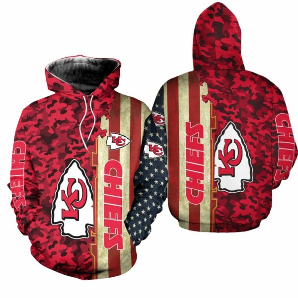 Kansas City Chiefs America Flag All Over Print Hoodie - ChiefsFam