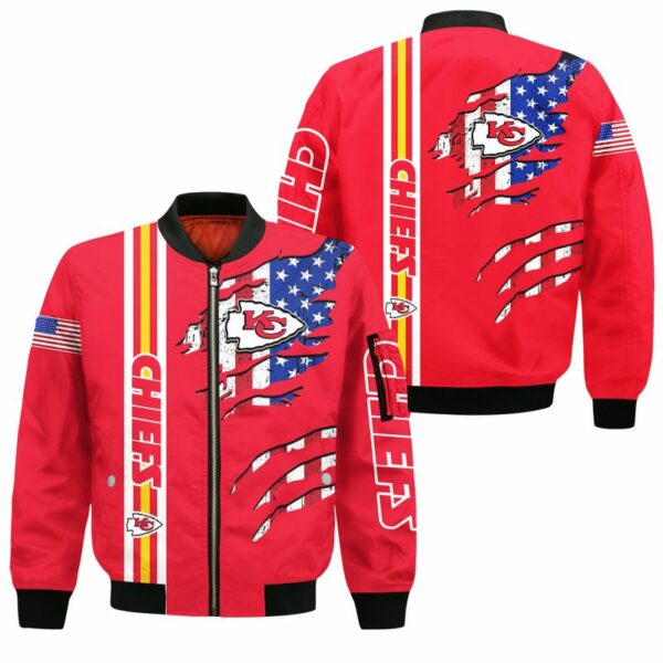 Kansas City Chiefs American Flag Bomber Jackets NEW021710 - ChiefsFam