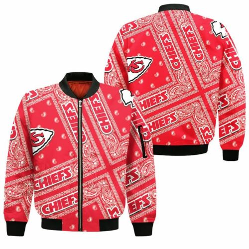 Kansas City Chiefs Bandana Skull Bomber Jackets Sizes S-5XL NEW012110 - ChiefsFam