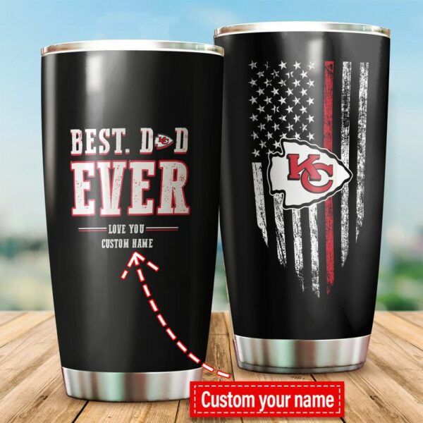 Kansas City Chiefs Best Dad Ever Custom Name Tumbler - ChiefsFam